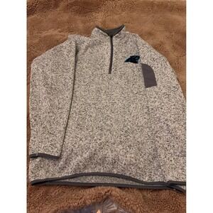 Carolina Panthers NFL Mens XL Grey Marl Quarter Zip Fleece Pullover